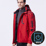 Heating Jacket Thicken Plus Fleece Outdoor Couple Windproof Waterproof USB Heated Hiking Climbing Suit Ski Thermal Coat Winter