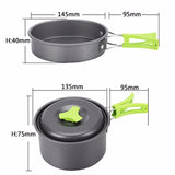 Outdoor Camping Tableware Kit Outdoor Cookware Set Foldable Spoon Fork Knife Kettle Cup Camping Equipment Supplies 1-2 People