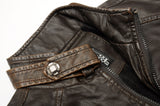 men's motorcycle leather jacket European style leather jacket stand collar plus velvet men's leather jacket
