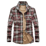 Winter Fleece Plaid Shirts Men Cotton Casual Long Sleeve Shirts Camisa Masculina Thick Warm Autumn Flannel Shirts Chemise Homme