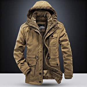 Winter Parka Heavy Wool 2 in 1 Coat Military Jacket Men Thicken Warm Cotton Padded Overcoat Hooded Windbreaker Fleece Jackets