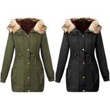 Women Coat Winter Fashion Faux Fur Hooded Jacket Coat Female Long Sleeve Warm Parkas Velvet Thicken Coats Women Clothing