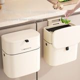 Kitchen Hanging Trash Can Household Multifunctional Milky White Traceless Paste Box with Lid Hanging Storage Bucket Compost Bin