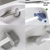 Silicone TPR Toilet Brush With Holder Wall Mounted Toilet Bowl Brush Wall Hanging Toilet Brush Flexible Silicone Bristles 2023