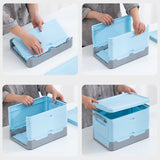 Folding Storage Box Transparent Plastic Books Toys Sundry Container Portable Car Storage Crate Organizer Stackable Storage Case