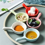1PC Handlebars Creative Ceramic Mini Plates Kitchen Vinegar Seasoning Sauce China Dinnerware Sushi Dishes Snacks kitchen tools