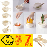 [ 7PCS ] Baby Food Grinding Grater Juicer Maker Set [ 5 USAGE ]