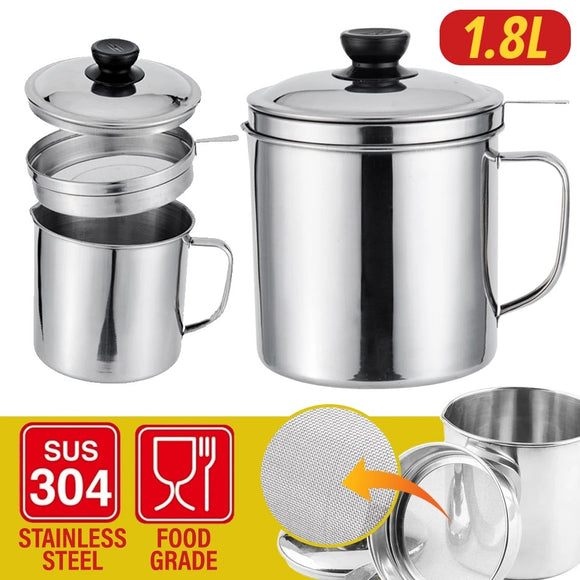 1.8L Stainless Steel Filter Separator Oil Storage Pot for Kitchen Tools