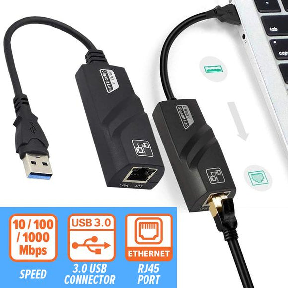 USB 3.0 RJ45 Ethernet Adapter LAN Wireless Cable [ 10/100/1000 Mbps ]