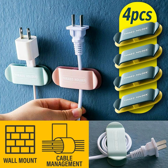 [ 4pcs ] Wall Mounted Multifunction Cable Wire & Plug Management Organizer