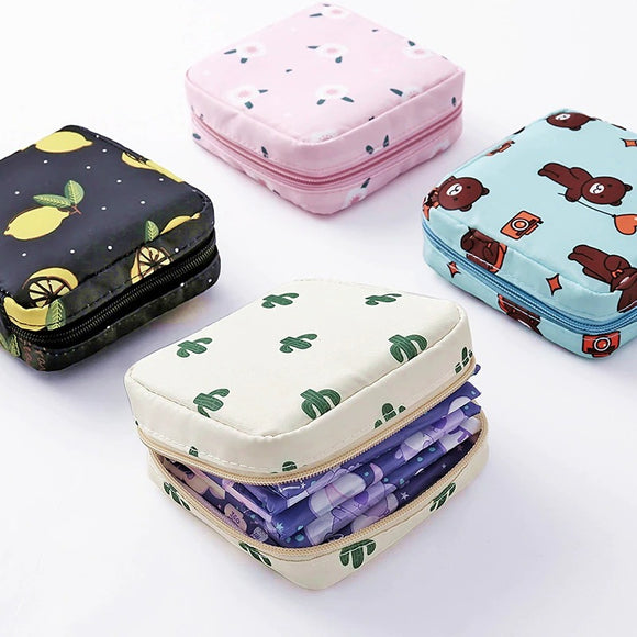 Waterproof Tampon Storage Bag Cute Sanitary Pad Pouches Portable Makeup Lipstick Key Earphone Data Cables Organizer