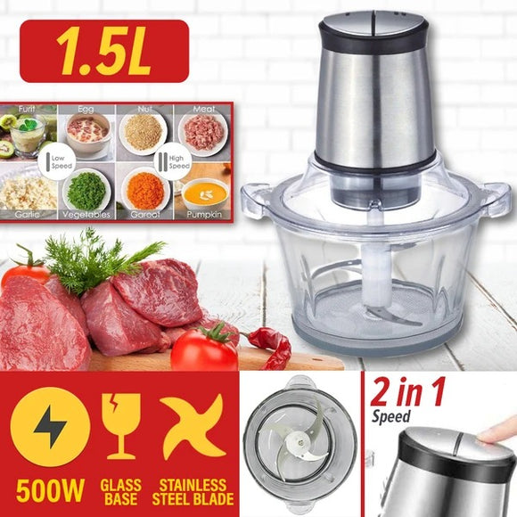 1.5L 500W Electric Meat Blender grinder with Glass Body
