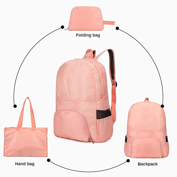 Ultra-light foldable backpack polyester large capacity storage bag waterproof travel backpack