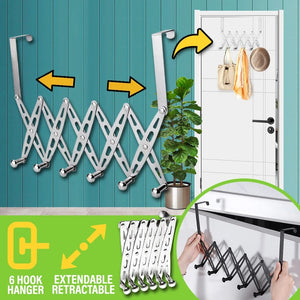 [ 6 Hook ] Stainless Steel Retractable Extendable Door Hanging Hanger Hook