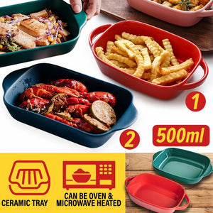 [ 500ml ]Ceramic Baking Bowl Tray Plate Serveware Tableware