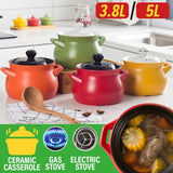 [ 3.8L / 5L ] Ceramic Casserole Cooking Pot with Lid Cover