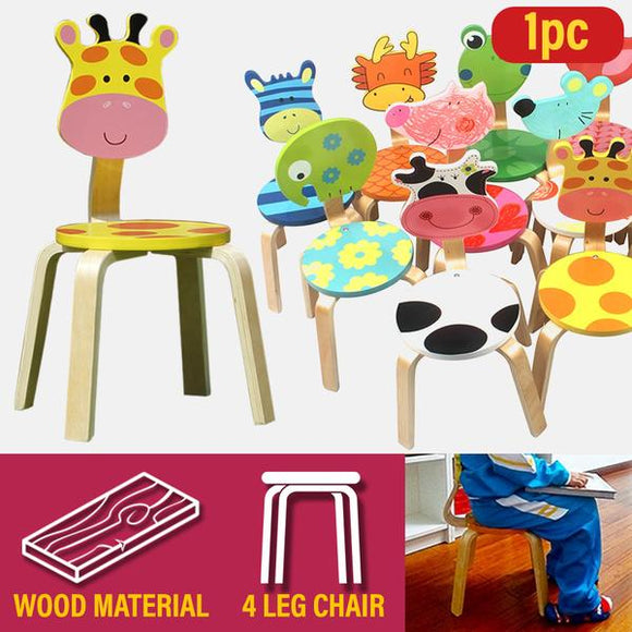 Children Wooden Study Sitting Stool Chair with Animal Design