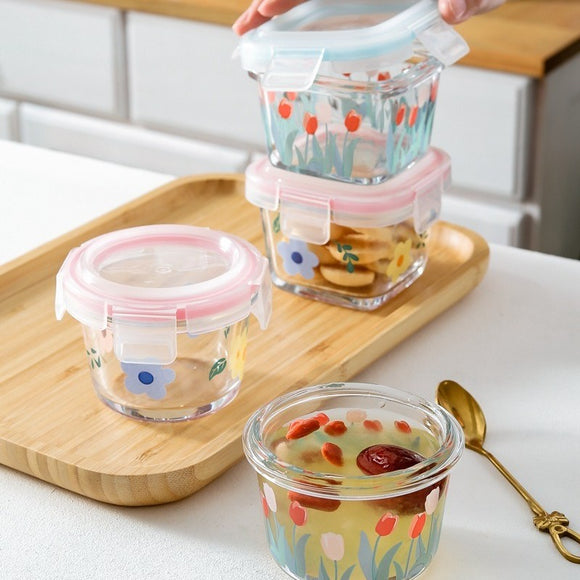 Creative glass coffee storage jar honey biscuits tea sugar snacks environmental protection storage Tank with lid household goods