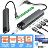 [ 5 IN 1 ] TYPE-C to HDMI 4K / LAN RJ45 Ethernet / Type C / USB 3.0 Adapter Cable