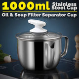 1000ml Oil Soup Filter Separator Cup SU304 Stainless Steel