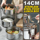 [ 2 LAYER / 4 LAYER ] 14CM Multilayer Portable Stainless Steel Lunch Box Food Carrier Storage Container