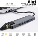 [ 5 IN 1 ] TYPE-C to HDMI 4K / LAN RJ45 Ethernet / Type C / USB 3.0 Adapter Cable