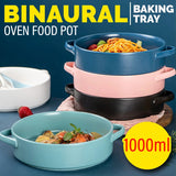 [ 1000ml ] Ceramic Oven Binaural Round Baking Pan
