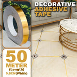 [ 50M x 0.5CM ] Household Decorative Sevving Adhesive Strip Sticker [ Gold / Black ]