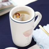 Creative Ceramic Water Cup Mug With Lid Spoon Water Cup Coffee Cup Office Water Cup Breakfast Cartoon Milk Cup With Lid