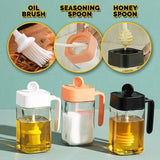 [ 250ml ] Multifunctional Kitchen Glass Season Jar Container for oil, salt sugar honey