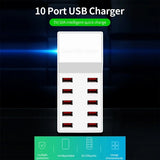 10 Port USB 50W Intelligent Smart Charger Quick Charging [ AC 100-240V 50-60Hz DC5V10A