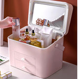 Cosmetic Storage Box Portable Dustproof and Waterproof Drawer Type with Mirror Skin Care Products Desktop Makeup Organizer Box
