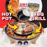 [ 42CM ] 2 IN 1 Hotpot Shabu-Shabu Electric Cooking Grill BBQ Cooker [ 1200W + 1350W ]