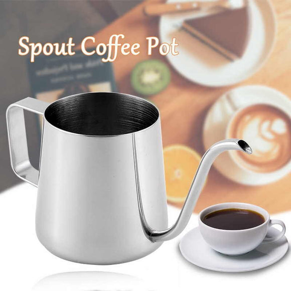 Long Narrow Spout Coffee Pot (12oz /350ML) - 304 Stainless Steel with Hanging Ear Hand Blunt Pouring Over Gooseneck Kettle for Coffee & Tea