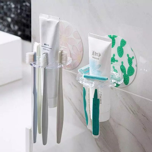 5Pcs Strong Suction Toothbrush Holder Toothpaste Storage Rack Shaver Shelf Tooth Brush Case Dispenser Organizer Bathroom Accessories