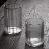 Heat-resistant glass cup Straight striped glass iced latte americano cup Japanese vertical glass water glass
