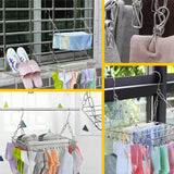 [ 36Pcs Clipper ] Stainless Steel Clothing Laundry Railing Shelf Rack