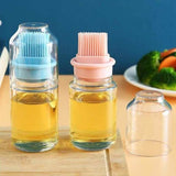 [ 150ml ] Glass Oil Seasoning Bottle Dispenser with Silicone Rubber Bristle Brush