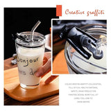 450ml glass coffee cup heat-resistant glass water bottle graduation cup milk cup insulation non-slip cover glass straw set
