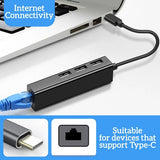 1 Port Type-C USB to Ethernet Cable & 3 USB 2.0 Port Cable Hub