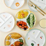 Children's cartoon dinner plate baby grid plate creative plate cute ceramic plate tableware