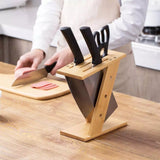 Bamboo Cross Tool Holder Kitchen Cutter Storage Rack Holder