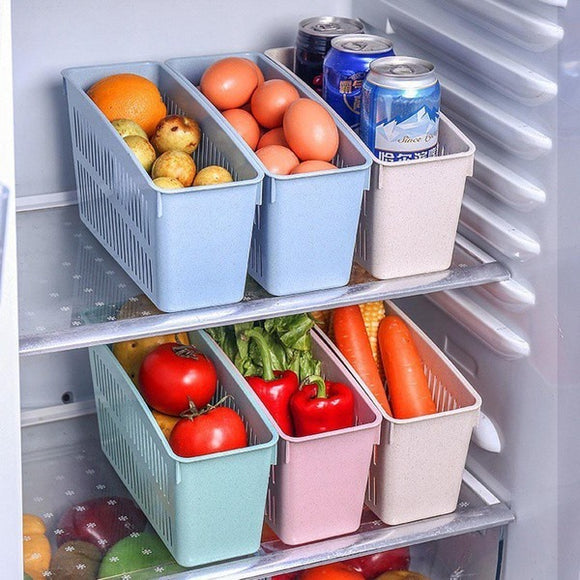 1PC Creative Plastic Organizer Bin Small Refrigerator Storage Bins Organizer with Open Vents for Fruit Vegetables