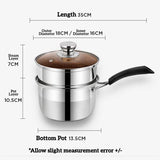 [ 2 LAYER ] 18CM Stainless Steel Milk Pot + Steamer layer Cooker