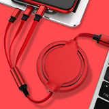3 IN 1 Retractable Extendable USB to Type C / Micro USB / Apple Compatible Charging Cable
