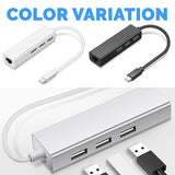 1 Port Type-C USB to Ethernet Cable & 3 USB 2.0 Port Cable Hub