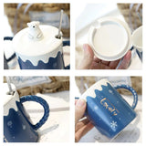 Simple Mug with Lid and Spoon Office Water Cup Coffee Cup Ceramic Cup Milk Cup Breakfast Cup 【Cup Lid + Spoon】