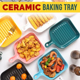 [ 320ml ] Ceramic Porcelain Handle Baking Plate Dish Tray