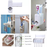 One Plastic Automatic Toothpaste Dispenser With Five Toothbrush Holder Bathroom