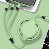 3 IN 1 Retractable Extendable USB to Type C / Micro USB / Apple Compatible Charging Cable